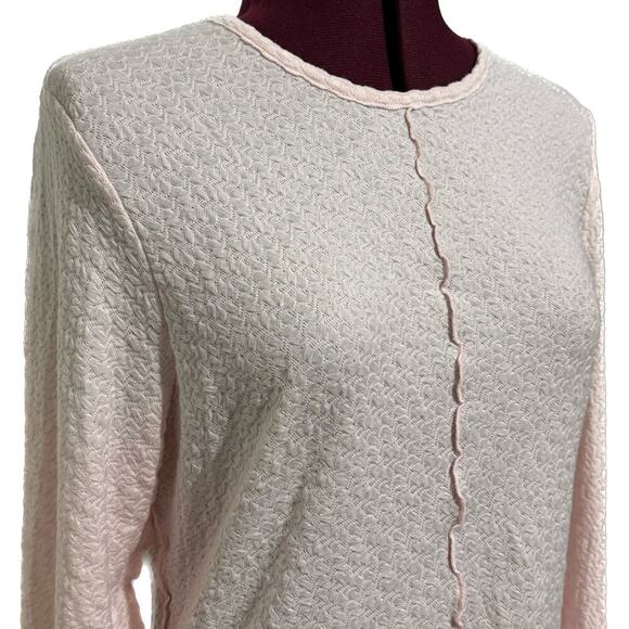 SANCTUARY Textured Knit Lettuce Edge Long Sleeve Tee Top Light Pink NWT Large - Picture 3 of 7